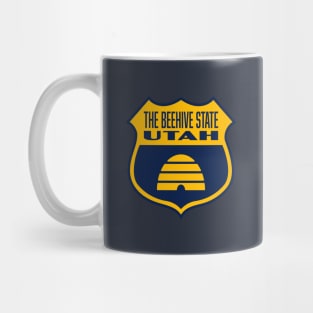 The Beehive State Utah Retro Flag Shield (Yellow) Mug